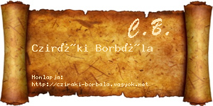 Cziráki Borbála névjegykártya